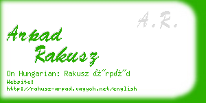 arpad rakusz business card